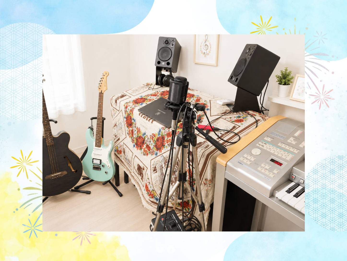 ぴあえれ音楽教室のオンラインピアノレッスンエレクトーンレッスン（全国対応）で使用するパソコンやマイク、スピーカー